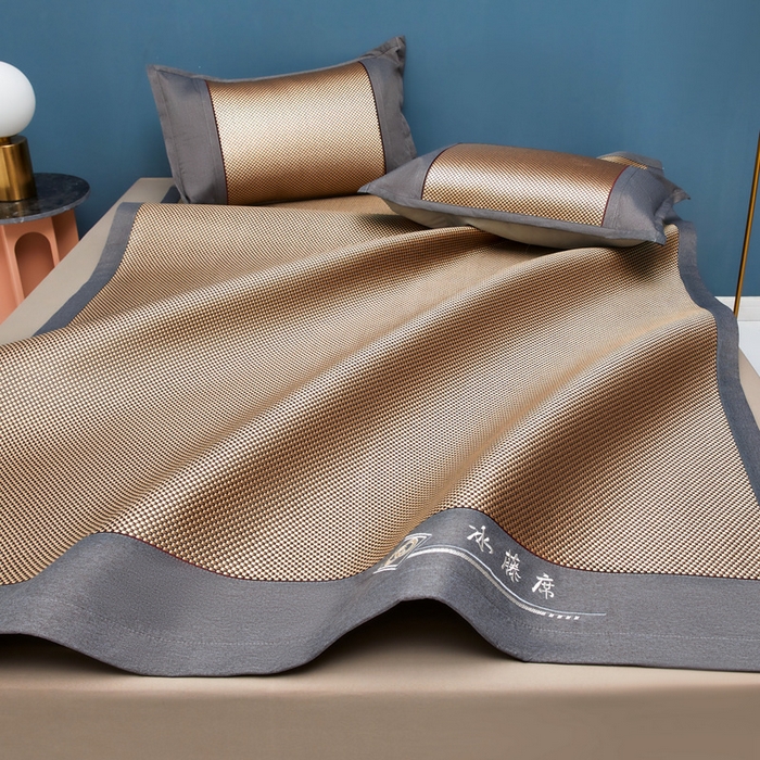 91家纺网 家纺一手货源 找家纺 琪琪阁 2026新款冰藤三明治凉席 星星-深咖