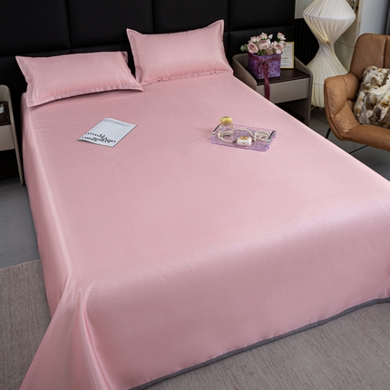念家居 2025新款轻奢可机洗水洗床单款高密大版斜纹冰丝凉席三件套 胭脂粉