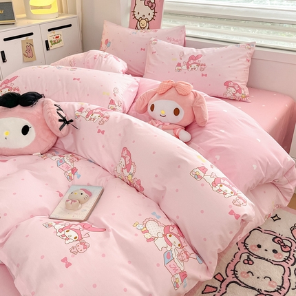 91家纺网 家纺一手货源 找家纺 暮思家居 2025新款正版授权三丽鸥小版全棉四件套系列（第二批） 童趣美乐蒂