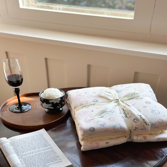 91家纺网 家纺一手货源 找家纺 吉象双层纱叠拍四件套 幸运猫咪