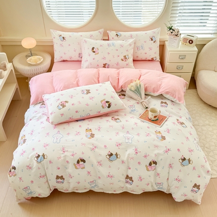 91家纺网 家纺一手货源 找家纺 铭浩 2025新款全棉印花四件套 恐龙宝贝