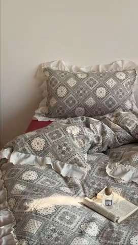 91家纺网 家纺一手货源 找家纺 TT.one 塔塔家居 2025新款全棉双层纱镂空立体花边系列 花边款·南岛日记