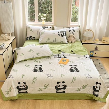 寐眠 2025新款全棉印花夏被 夏被四件套 翠竹