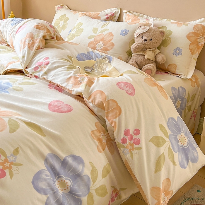 91家纺网 家纺一手货源 找家纺 名优家纺 2025新款A类全棉纯棉韩版印花四件套 漫春