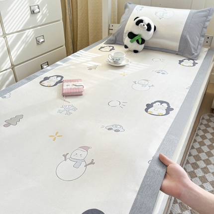 阿亮家居 2025新款印花冰藤凉席-学生款 小企鹅