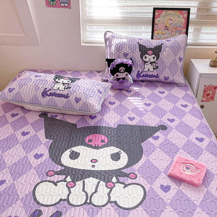 91家纺网 家纺一手货源 找家纺 金爱家 2025新款三丽鸥乳胶凉席大版床笠款 床笠款-桃心库洛米