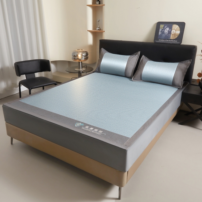 91家纺网 家纺一手货源 找家纺 琪琪阁 2026新款印尼藤双面凉席 湖水蓝