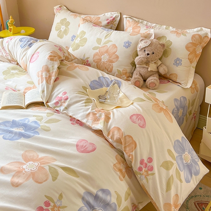 91家纺网 家纺一手货源 找家纺 名优家纺 2025新款A类全棉纯棉韩版印花四件套 漫春