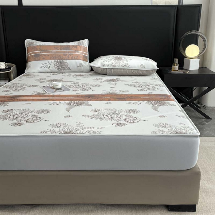 91家纺网 家纺一手货源 找家纺 2025新款印花冰丝凉席反面无纺布 冰丝-床笠款-梦镜