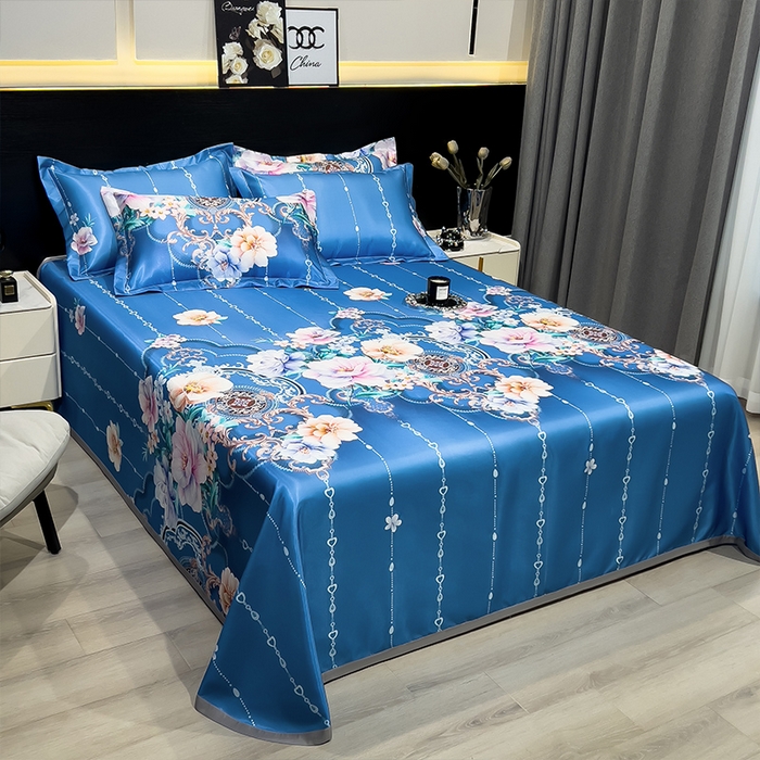 91家纺网 家纺一手货源 找家纺 柏薇 2025新款冰丝床单款凉席三件套系列 苏叶