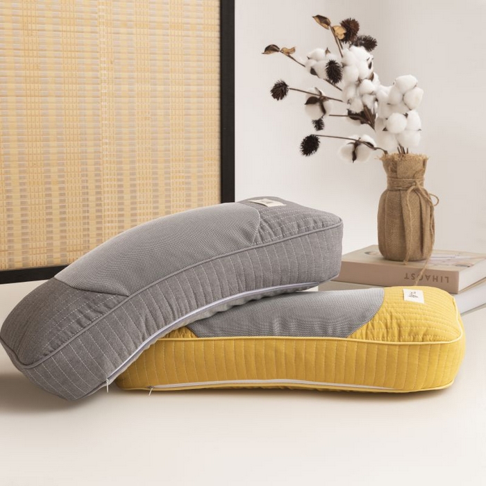 91家纺网 家纺一手货源 找家纺 露函家居 2025新款全棉砂洗元宝荞麦枕枕头枕芯 灰色