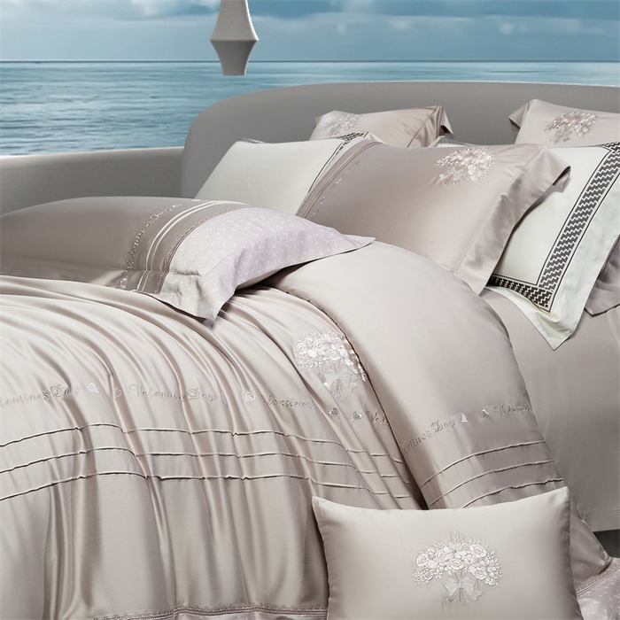 91家纺网 家纺一手货源 找家纺 高大尚婚庆馆 2025新款高端绣花四件套-艾莎 艾莎-香槟金