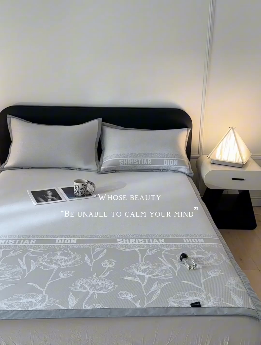 91家纺网 家纺一手货源 找家纺 慕尚家纺 2025春夏新款凉感冰丝提花凉席三件套 水仙 灰