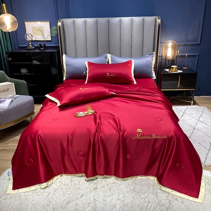 91家纺网 家纺一手货源 找家纺 （总）经年 2025新款水洗真丝刺绣夏被四件套