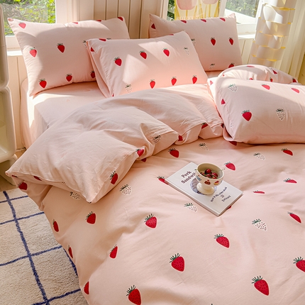 澳梵家居 2025新款小清新全棉印花四件套 可可草莓