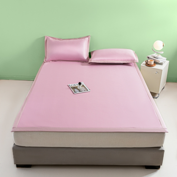 91家纺网 家纺一手货源 找家纺 阿亮家居 2025新款凉席碳光席冰丝席三件套 漫天星-粉