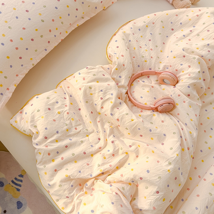 91家纺网 家纺一手货源 找家纺 星巴k家纺 2025新款A类水洗双层纱大豆纤维夏被夏凉被空调被 彩色圆点