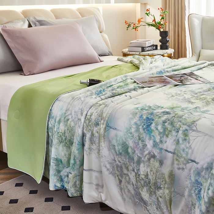 91家纺网 家纺一手货源 找家纺 联林2025新款玻尿酸针织凉感丝夏被夏凉被 国色嫣然