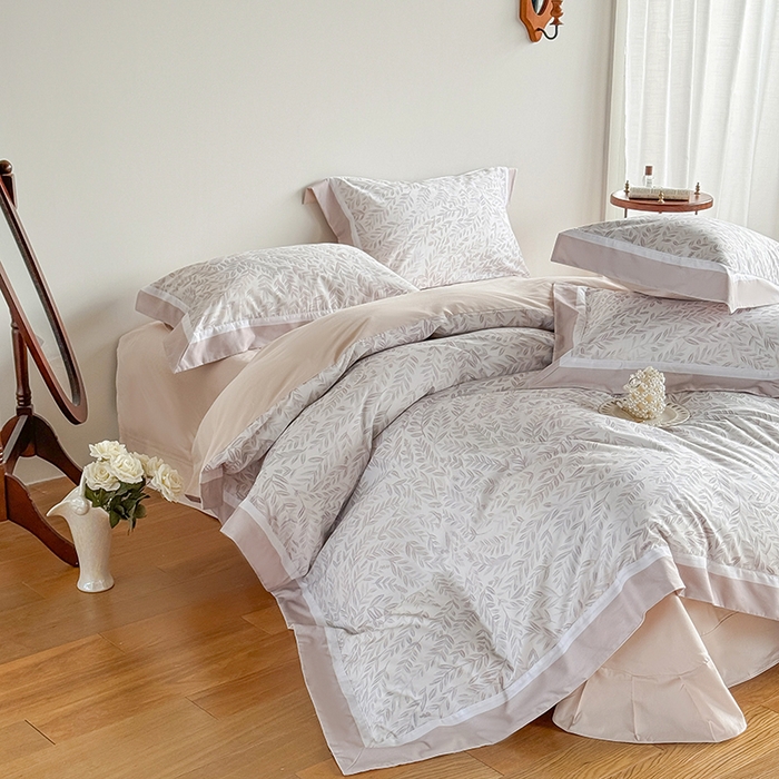 91家纺网 家纺一手货源 找家纺 巧玲珑 2025新款60支A类进口数码印花美式双拼四季款长绒棉四件套 和风絮语