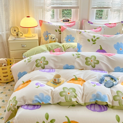 世爵 2025新款全棉印花小清新套件系列-四件套 南瓜派