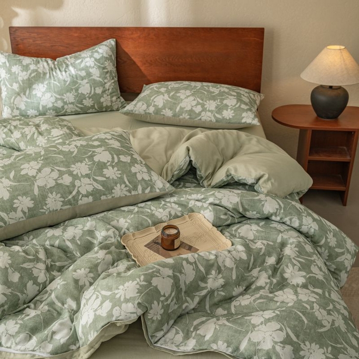 91家纺网 家纺一手货源 找家纺 2025新款40s全棉双层纱圆角吊边款四件套 等风起-芥末