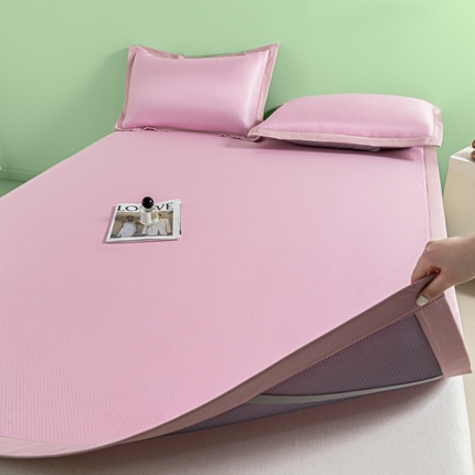 阿亮家居 2025新款凉席碳光席冰丝席三件套 漫天星-粉