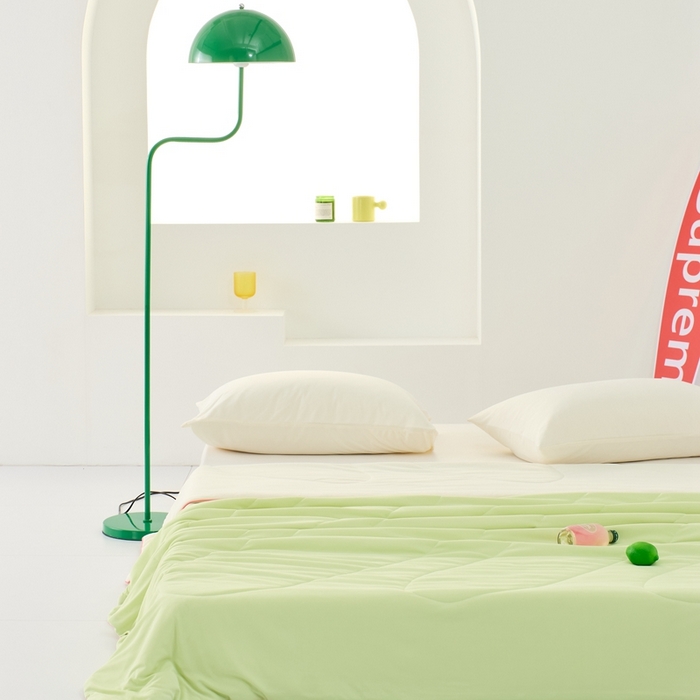 91家纺网 家纺一手货源 找家纺 LADYCOCO可可家居 2025新款多巴胺色系凉感夏被 萌芽（浅绿+牙白）