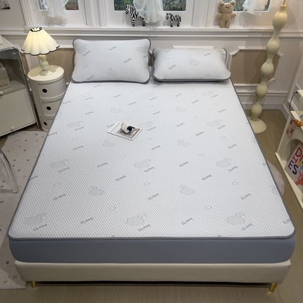 孩子王家纺 2025新款冰丝席提花冰豆豆床单床笠-sheep系列 sheep sheep-灰床笠