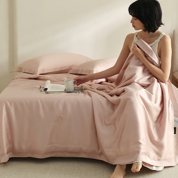 91家纺网 家纺一手货源 找家纺 良品汇馆 2025【60S莱赛尔天丝夏凉被】日式无印兰精天丝夏被良品60天丝夏凉被空调被夏季凉感被子四件套 裸粉