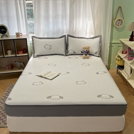 孩子王家纺 2025新款冰丝席提花冰豆豆系列床单床笠 喵喵汪岛床笠