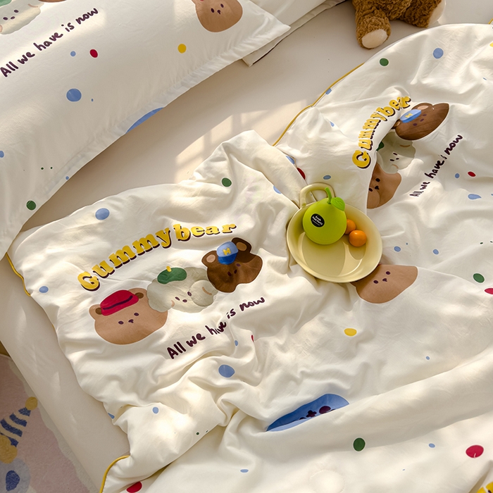 91家纺网 家纺一手货源 找家纺 星巴k家纺 2025新款A类水洗双层纱大豆纤维夏被夏凉被空调被 复古小熊