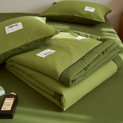 91家纺网 家纺一手货源 找家纺 （总）寐绸家纺 2025新款40支纯棉水洗棉华夫格北欧风新疆棉花夏被四件套