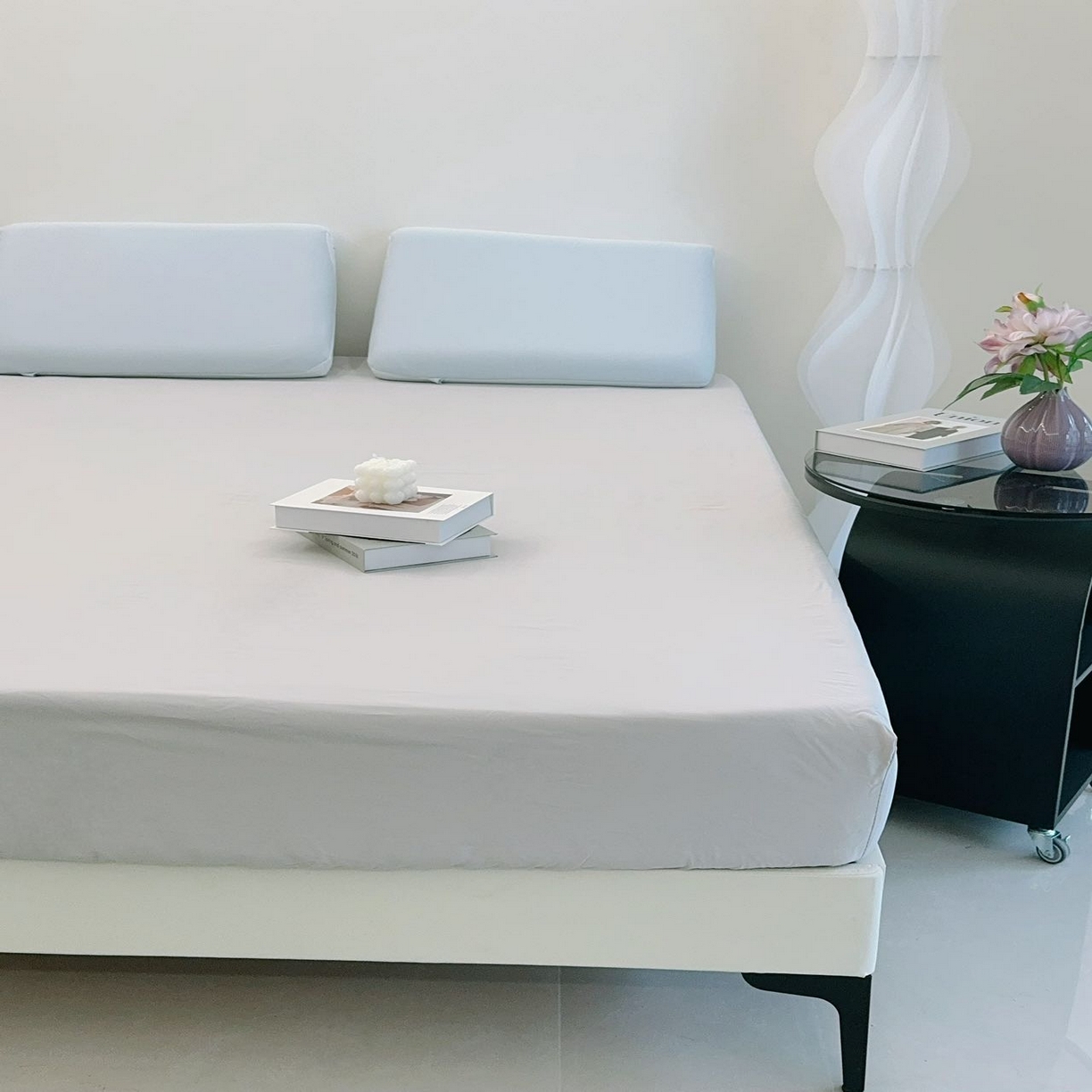 91家纺网 家纺一手货源 找家纺 兜米家居 2025新款纯色全棉床笠 薄雾灰