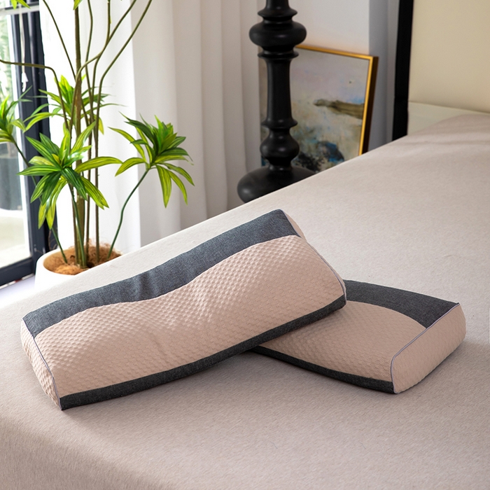 91家纺网 家纺一手货源 找家纺 九州枕芯 2025新款针织双拼纯荞麦枕 卡其色