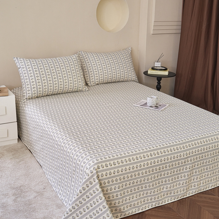 91家纺网 家纺一手货源 找家纺 绒艺席业 2025新款简约原棉印花老粗布床单 陌微