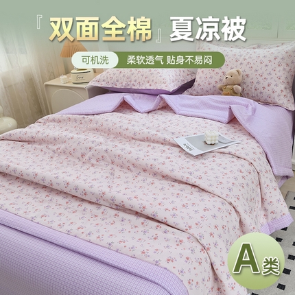 湘雪 2025新款双面全棉印花夏被可机洗小清新纯棉夏凉被薄被芯空调被子 沐浴花彩