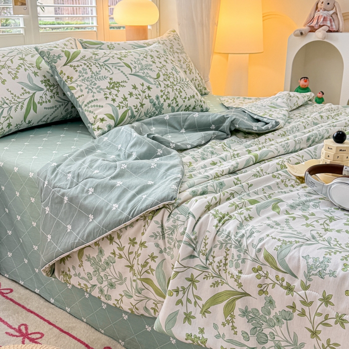 91家纺网 家纺一手货源 找家纺 洺兰家居 2025新款A类全棉印花麻绳款夏被四件套 半夏