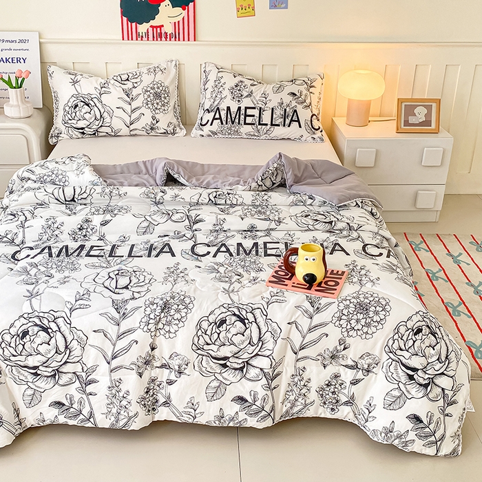 91家纺网 家纺一手货源 找家纺 佰亿莱  2025春夏新款水洗棉羽丝绒小花边夏被夏凉被空调被 初悦