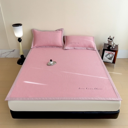 孩子王家纺 2025新款冰丝席提花冰豆豆床单床笠-暮野系列 暮野-樱花粉