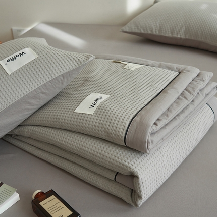 91家纺网 家纺一手货源 找家纺 （总）寐绸家纺 2025新款40支纯棉水洗棉华夫格北欧风新疆棉花夏被四件套