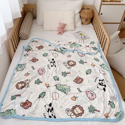 嗨生活 2025新款婴儿裸睡级凉感针织毯幼儿园夏被儿童夏被毯子 动物集
