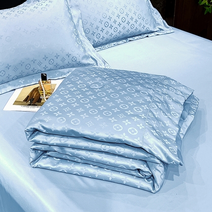 91家纺网 家纺一手货源 找家纺 经年 2025新款水洗真丝提花夏被格林系列 格林-天蓝