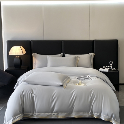 金阳光家纺 2025新款莱赛尔天丝刺绣四件套 浅灰