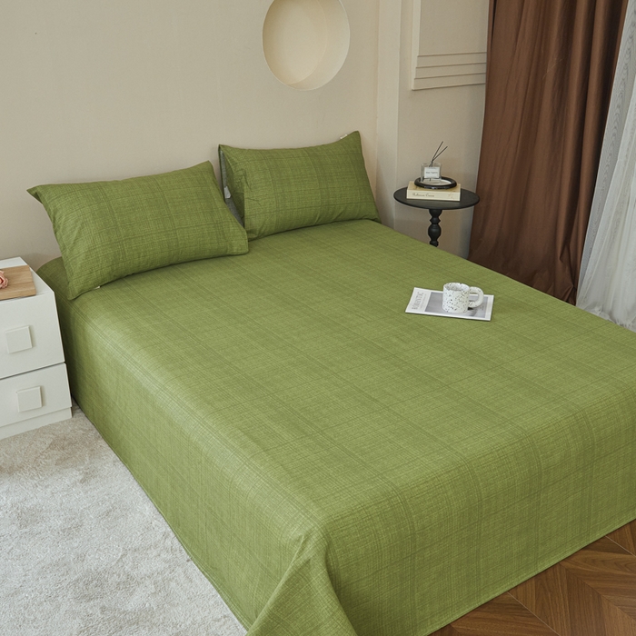 91家纺网 家纺一手货源 找家纺 绒艺席业 2025新款简约原棉印花老粗布床单 绿川