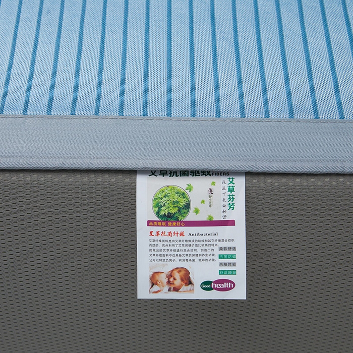 91家纺网 家纺一手货源 找家纺 2025新款凉席抗菌三明治可水洗碳光冰丝席宽边刺绣冰丝席 素夏 静谧蓝-床笠款