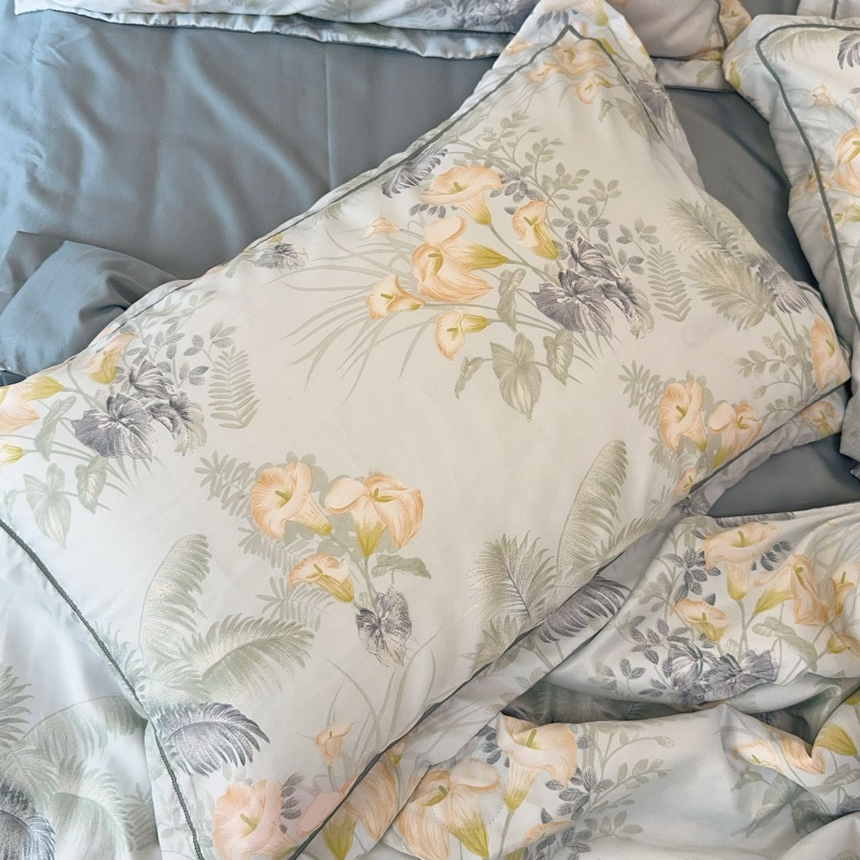 91家纺网 家纺一手货源 找家纺 兜米家居 2025新款水洗天丝夏被四件套 江南春色