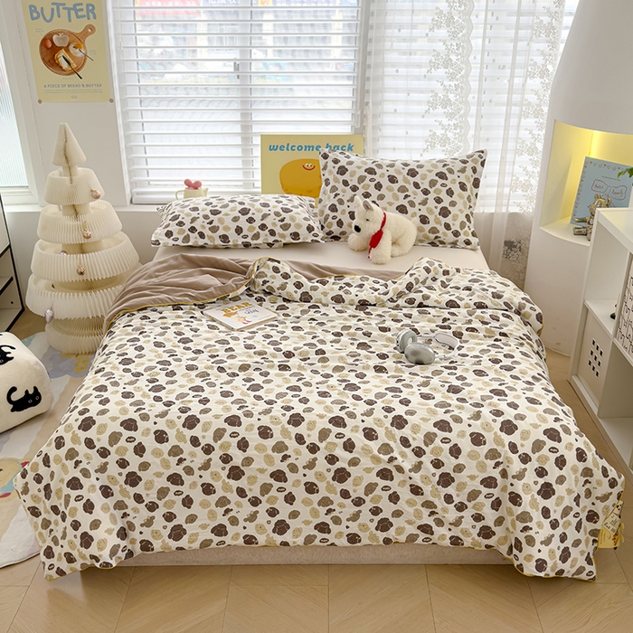 91家纺网 家纺一手货源 找家纺 星巴k家纺 2025新款A类水洗双层纱大豆纤维夏被夏凉被空调被 萌萌狗