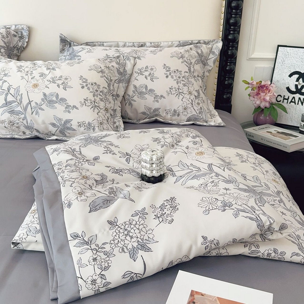 91家纺网 家纺一手货源 找家纺 兜米家居 2025新款水洗天丝夏被四件套 花枝