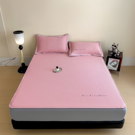 孩子王家纺 2025新款冰丝席提花冰豆豆床单床笠-暮野系列 暮野-樱花粉床笠