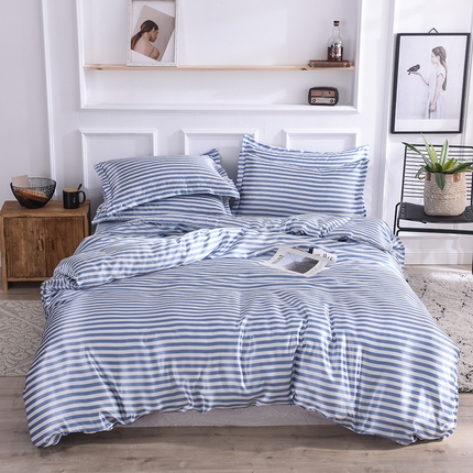 91家纺网 家纺一手货源 找家纺 （总）经年 2025新款条纹丝绸冰丝四件套